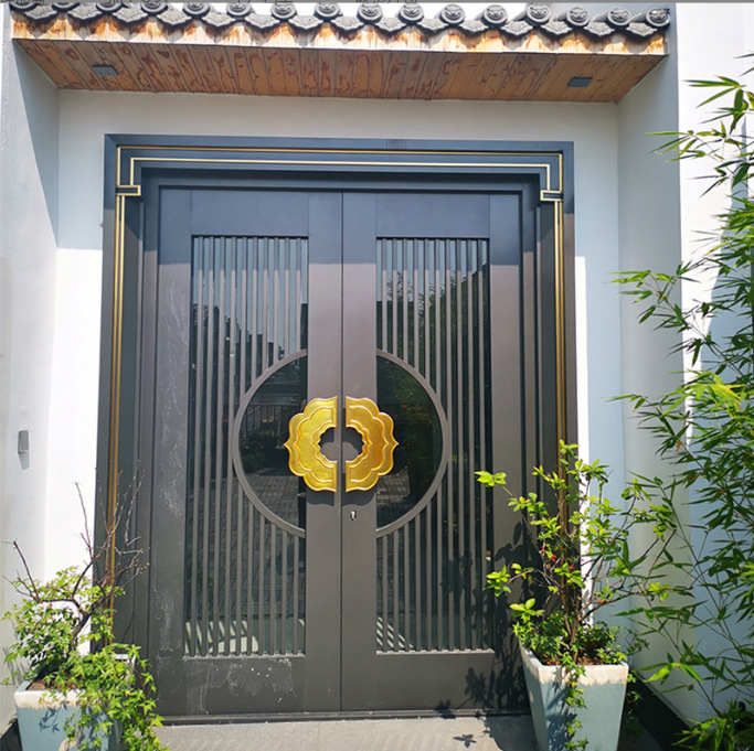 纯铜庭院别墅大门入户大门防盗门铜门仿铜双开大门轻奢款不锈钢门