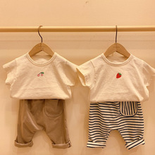 ins韩版童装2024夏季婴幼童T恤薄款可爱樱桃草莓小童宝宝短袖上衣