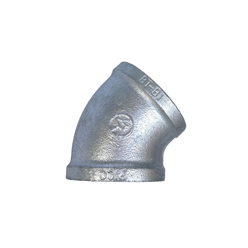 镀锌弯头45度热镀锌玛钢管件内丝内牙直弯头消防水管内螺纹半弯