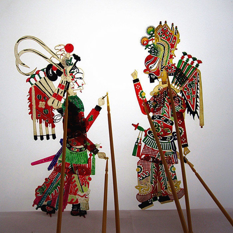 皮影戏道具人物玩具幼儿园手工diy材料包木偶戏幕布皮影表演包邮