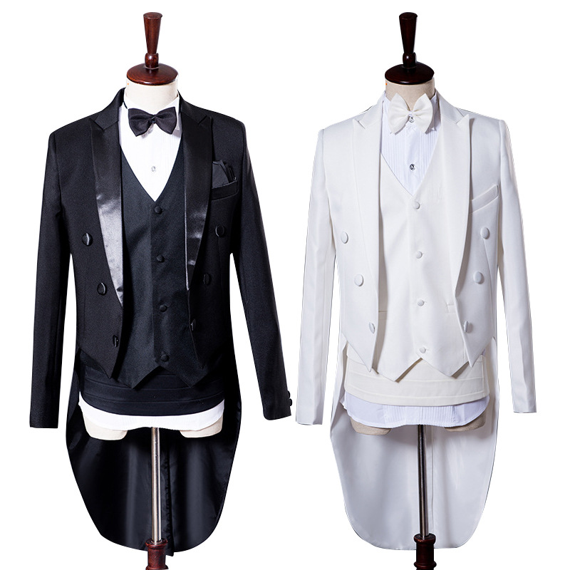 男士主持人舞台演出燕尾礼结婚合唱指挥司仪燕尾礼服四件套带腰封