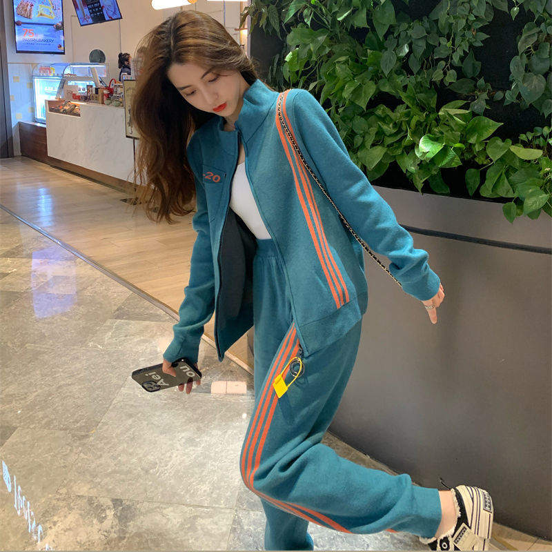 网红时尚休闲运动套装女2024春秋新款休闲宽松外套洋气减龄两件套