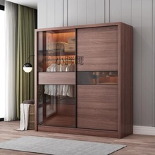 MTF北欧推拉门衣柜现代简约移门储物柜子经济型板式玻璃门收纳大