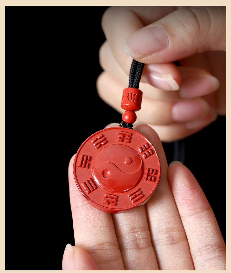 一件代发朱砂太极八卦吊坠男女款高含量辰砂项饰品本命年随身挂饰