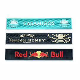 定制PVC硅胶酒吧杯垫长方形加厚防滑黑色沥水杯垫时尚精致隔水垫