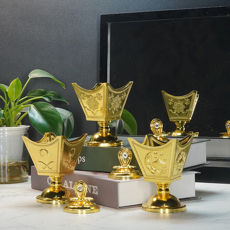 Creative New Cross-Border Middle East Arab Gold Plated Incense Burner Home Candle Holder Decorations Aroma Burner Cup Ornaments