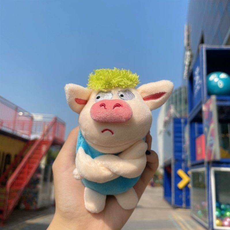 网红绿毛猪毛绒玩具挂件小号迷你猪猪公仔玩偶包包挂饰情侣钥匙扣