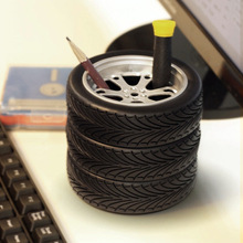 创意汽车轮胎笔筒多功能桌面文具笔筒办公桌收纳盒汽车用品