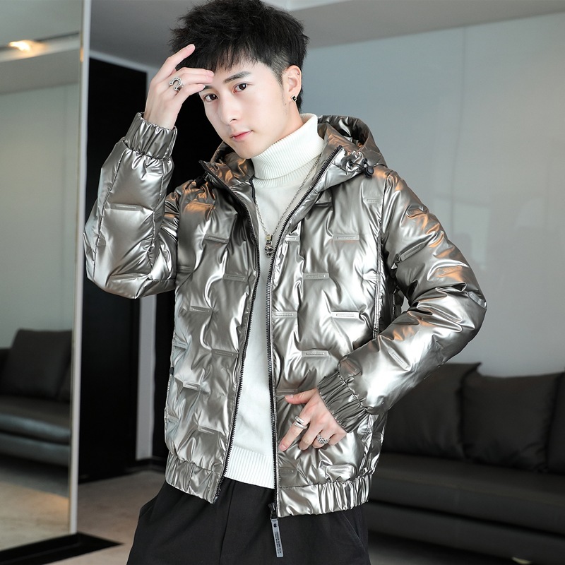 亮面羽绒服男2023冬季新款短款免洗轻薄白鸭绒情侣时尚保暖外套潮