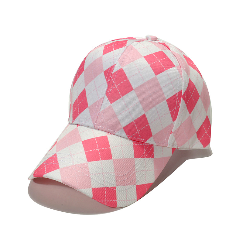 Cross-Border Amazon Spring and Summer New Sun Hat Outdoor Leisure Baseball Cap Geometric Rhombus Plaid Peaked Cap 2024