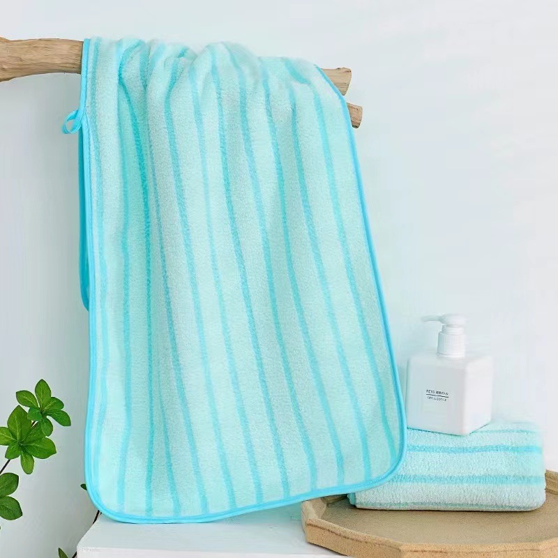 Vertical Stripes Thickened Coral Fleece Towel Soft Absorbent Home Face Towel Lint-Free Adult Men and Women Bath Quick-Drying