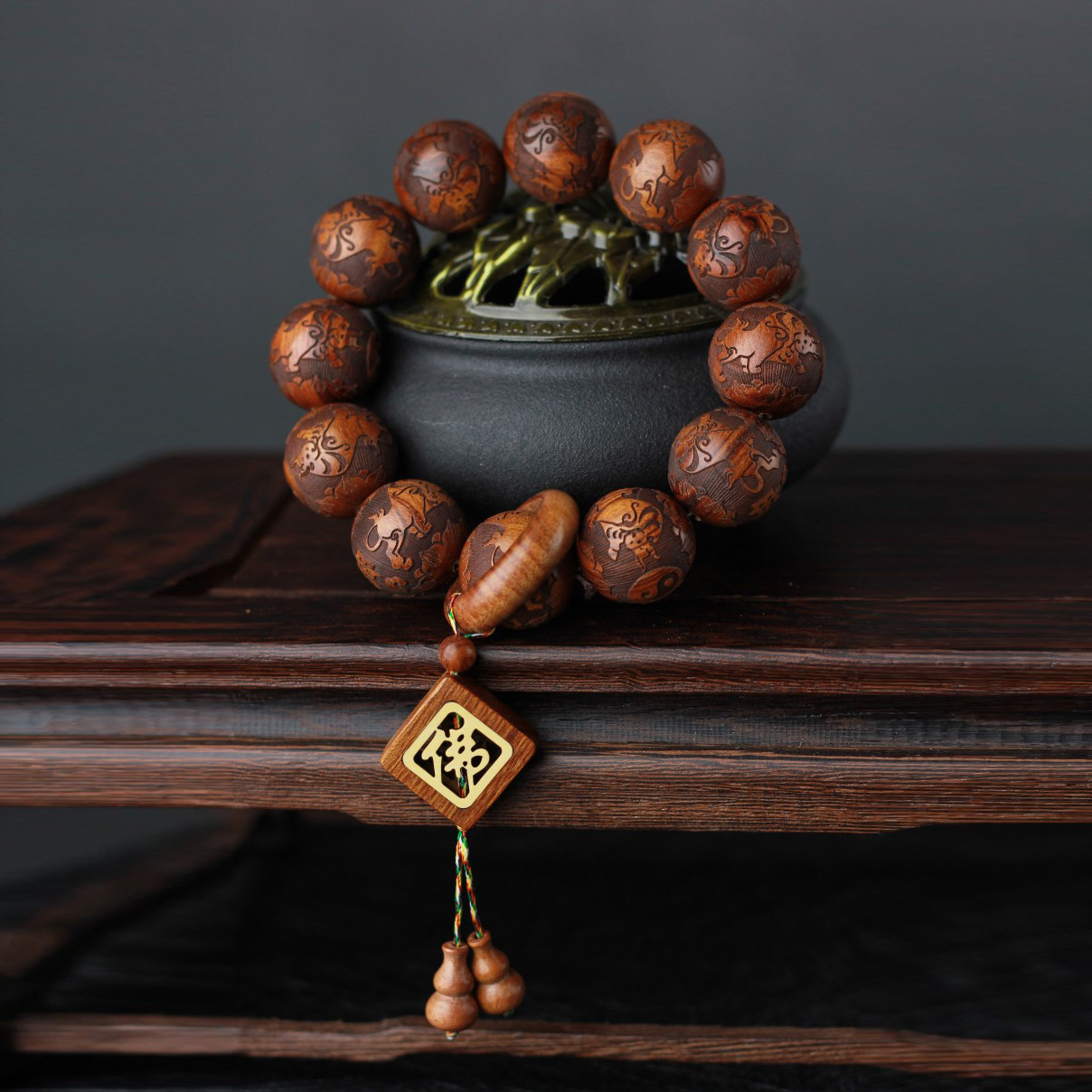 精工非洲大叶黄花梨diy编织手镯持链念佛珠串男女士新中式配饰品