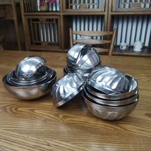 304不锈钢碗双层圆碗隔热家用汤碗加厚儿童饭碗面碗餐厅食堂汤碗
