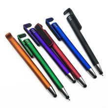 多功能手机支架触屏笔 自带擦屏布广告圆珠笔按动塑料圆珠笔