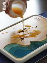 xyt白瓷陶瓷整套功夫茶具套装家用简约储水式干泡茶盘竹制茶海