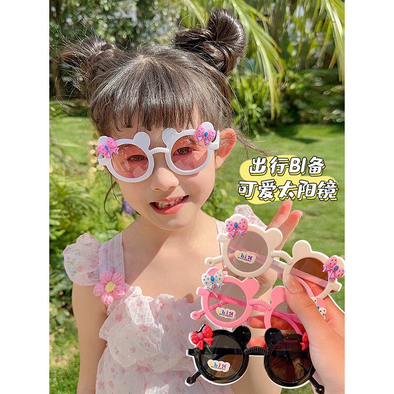 Mickey Kids Sunglasses Sunglasses Wholesale Kids Bow Cartoon Cute Girl Sun-Proof Sun Glasses Factory