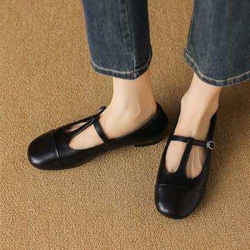 公主小皮鞋春秋季新款鞋子圆头舒适低跟鞋搭扣玛丽珍鞋浅口单鞋女