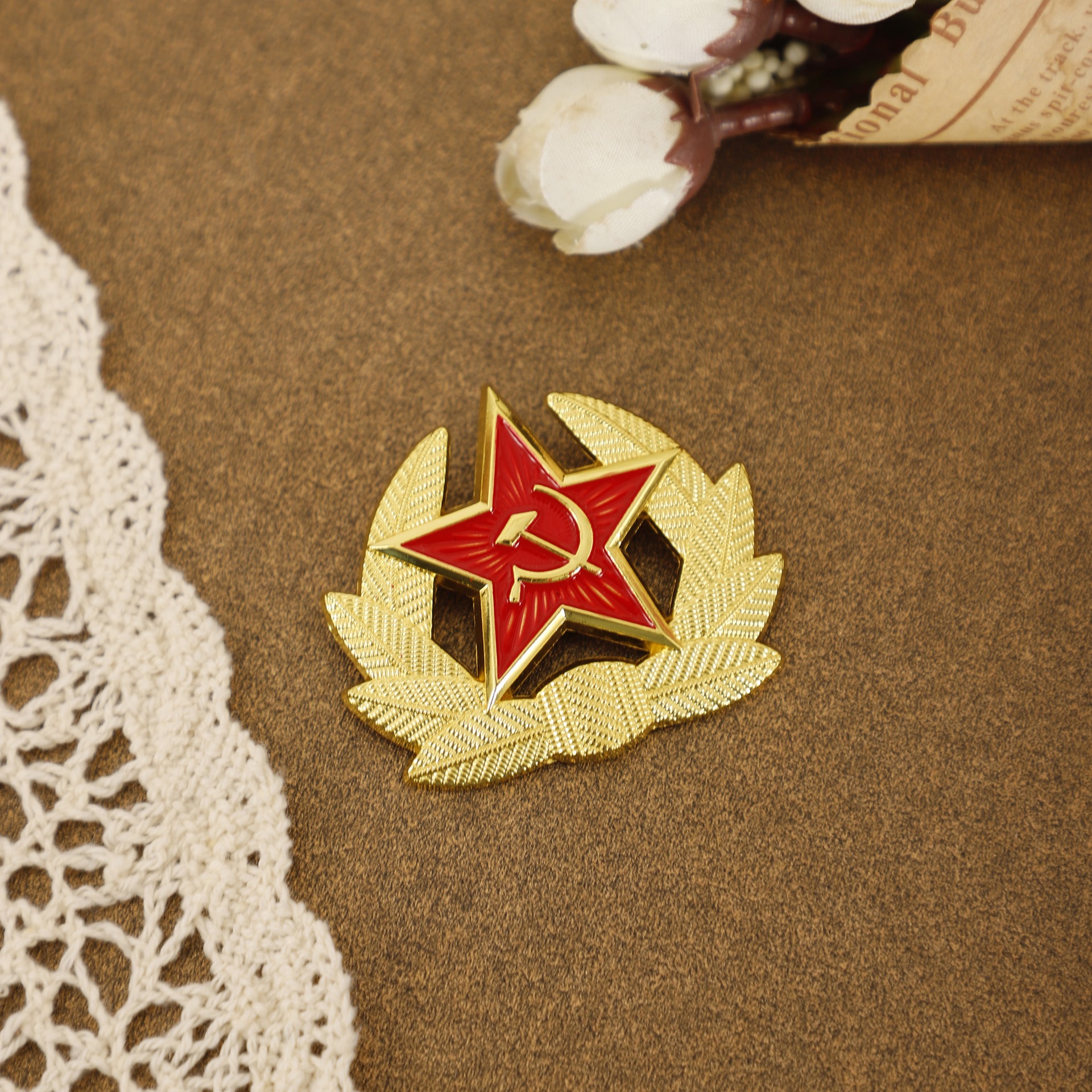 苏联镰刀锤子帽徽苏联小红星大帽徽大沿帽铝制帽徽金属徽章纪念