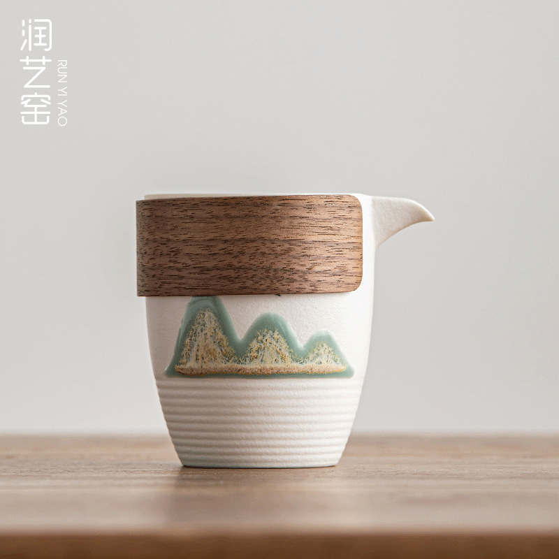 远山公道杯单个防烫公杯家用陶瓷手抓茶海功夫茶具配件茶漏分茶器
