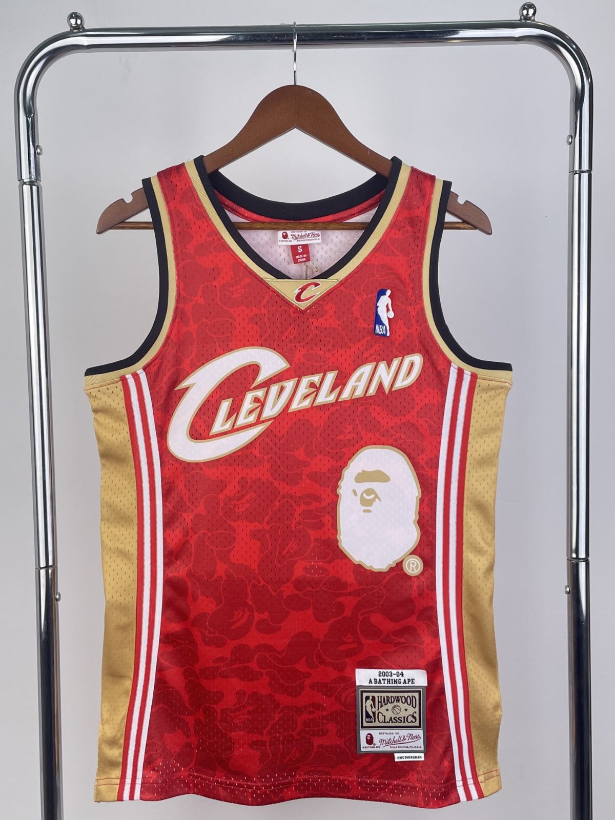 bape×m&n 联名球衣: 骑士队 猿人头透气透气速干无袖背心nba