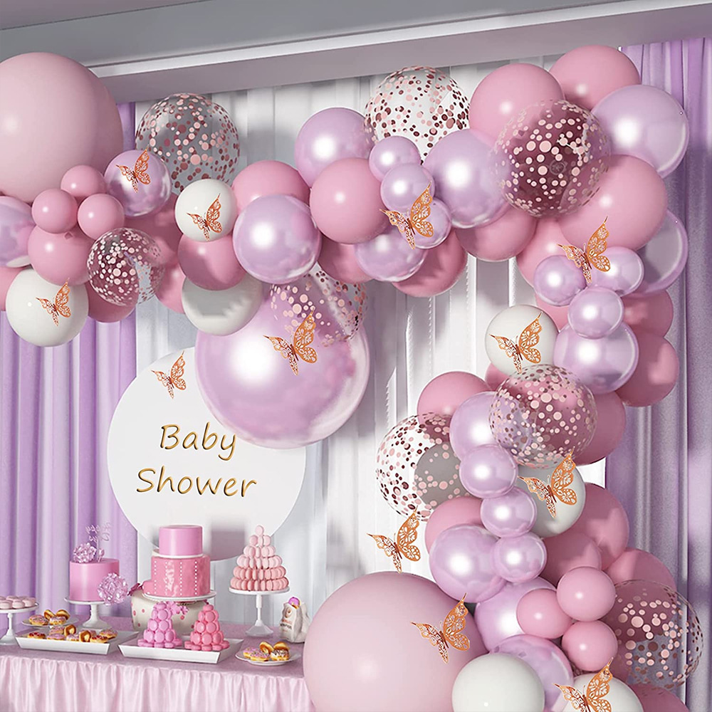 Metal Pink Butterfly Theme Balloon Chain Set Children's Birthday Party Wedding Dress up Opening Decoration Balloon