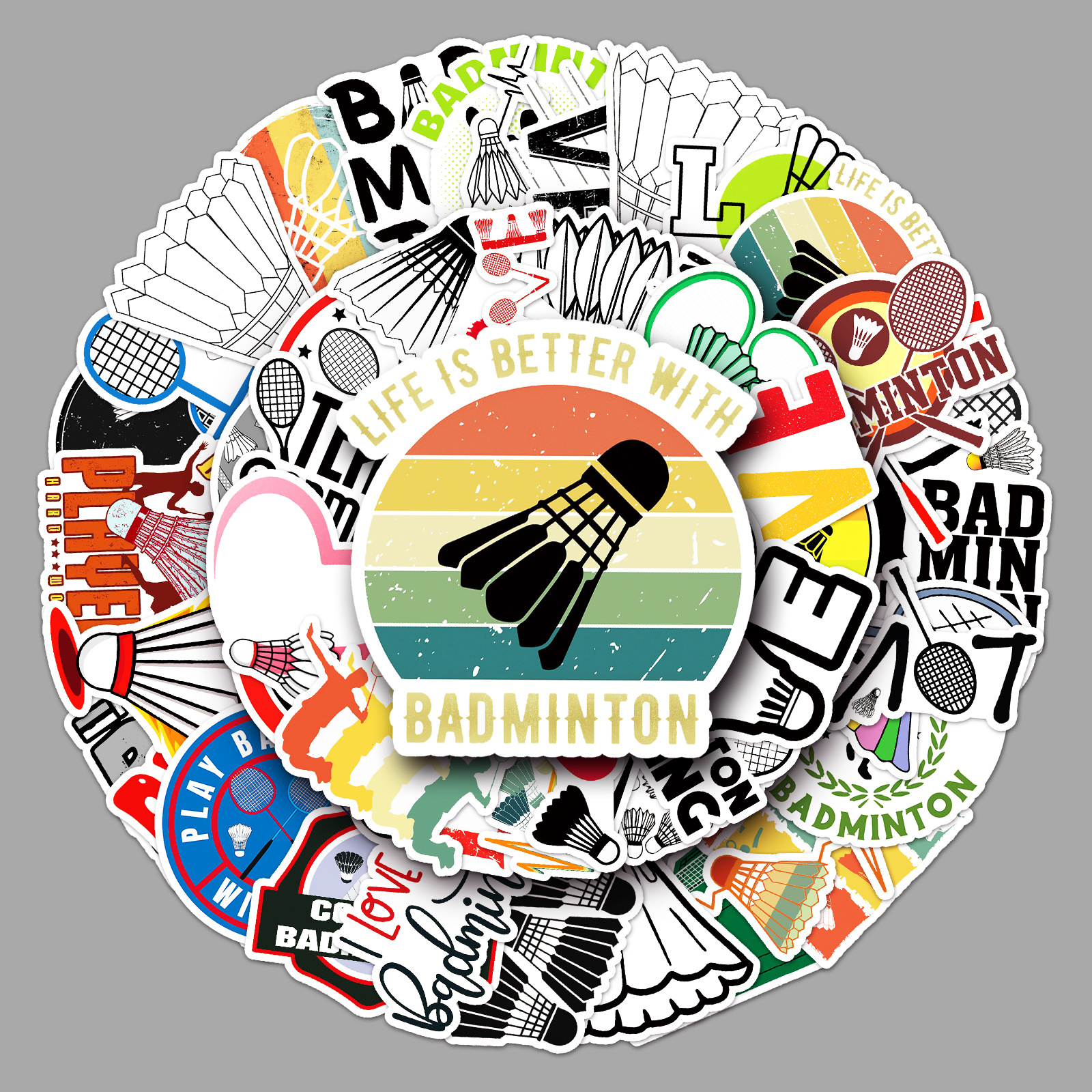 50张羽毛球卡通行李箱贴纸个性潮流涂鸦笔记本电脑汽车外贸装饰