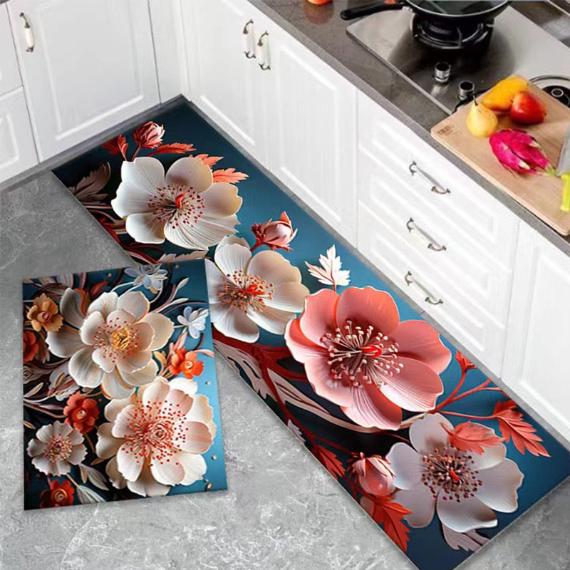 Cross-Border Flower Diatom Ooze Kitchen Floor Mat Non-Slip Mat Absorbent Strip Stain-Resistant Household Doorway Doormat Carpet