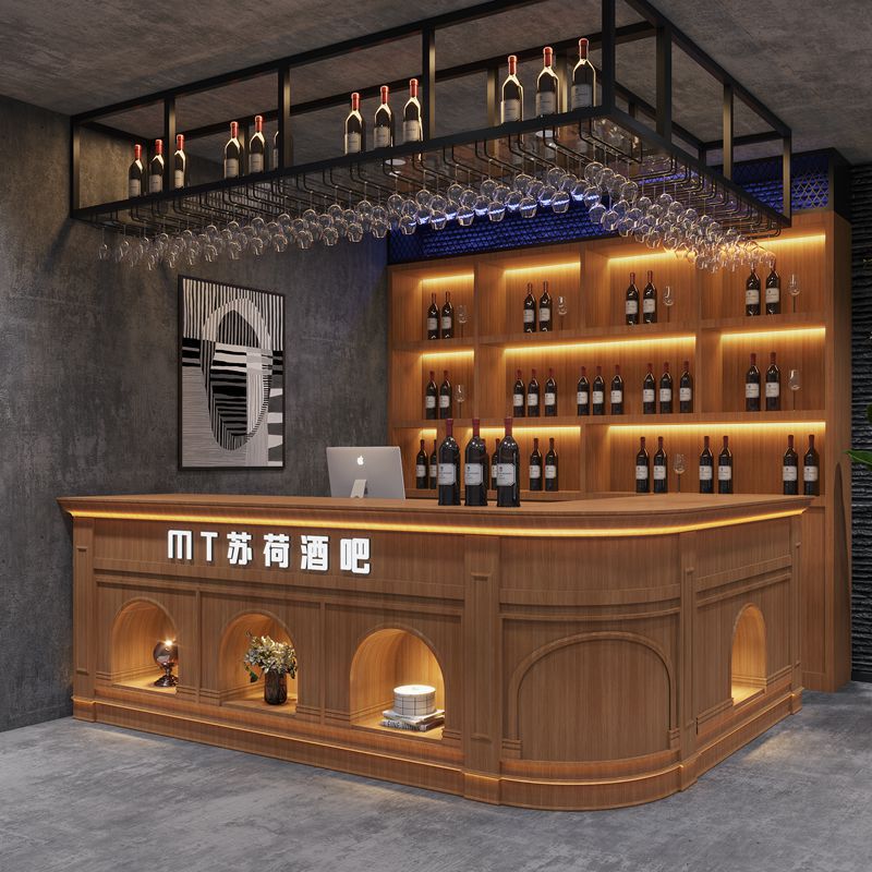 新品欧式复古工业风收银台吧台酒吧转角柜台店铺弧形台球厅饭店餐