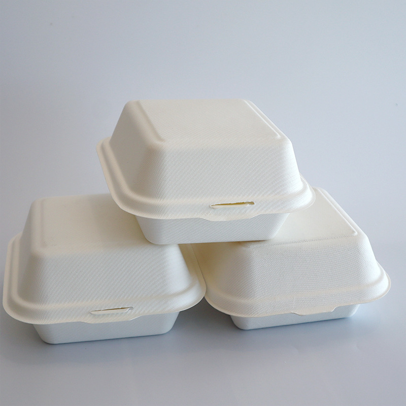 可降解一次性纸餐盒外卖打包盒环保甘蔗浆89寸带盖快餐盒工厂定制