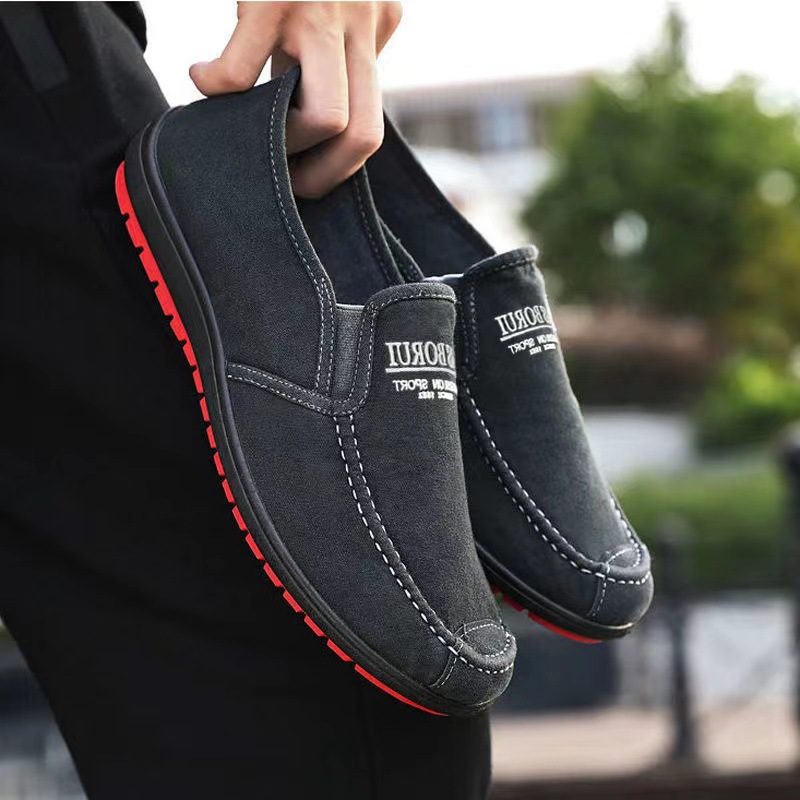 New Old Beijing Cloth Shoes Men's Tendon Sole Shoes Casual Breathable One Pedal Cloth Shoes Comfortable Board Shoes Canvas Shoes