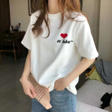 夏季白色短袖t恤女2025年新款休闲宽松时尚潮流圆领印花百搭ins潮