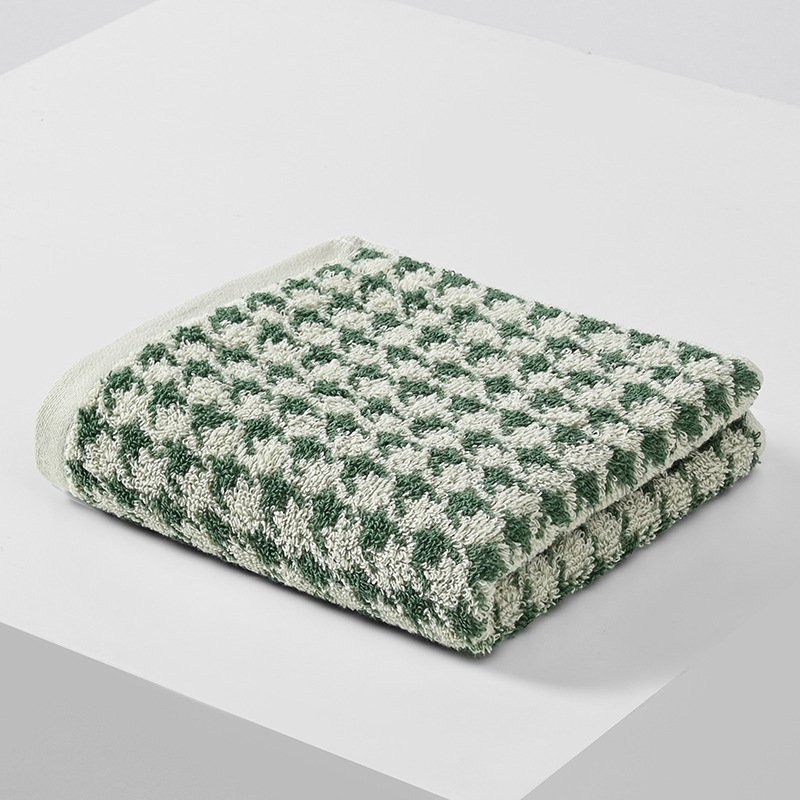 Houndstooth Pure Cotton Adult Towel 34*72cm90G Jacquard Face Towel Soft and Comfortable Easy-to-Absorb Towel