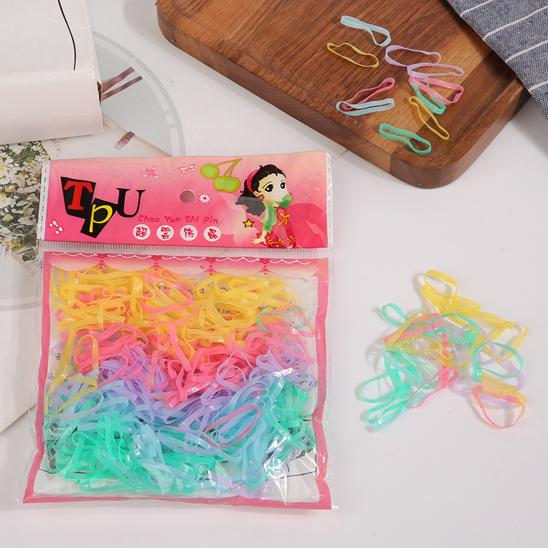 Factory Supply Small Braid Rubber Band Disposable Bag Hair Ring Hair Rope Head Rope Color High Elastic Rubber Band