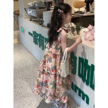 女童碎花连衣裙夏季2024新款韩版儿童纯棉吊带公主裙女孩夏装裙子