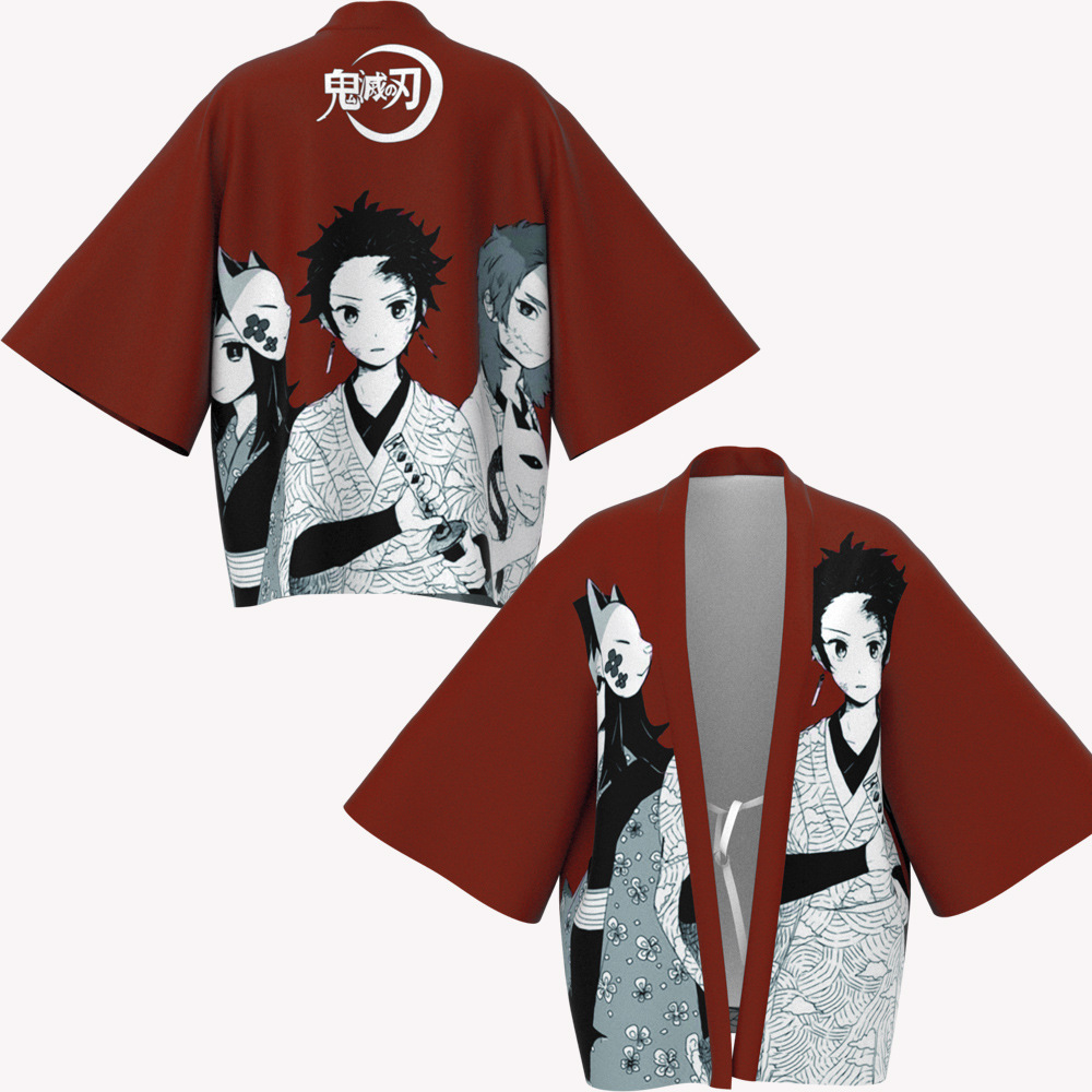 鬼灭之刃动漫周边羽织和服外套灶门炭治郎套装浴袍二次元披风睡衣