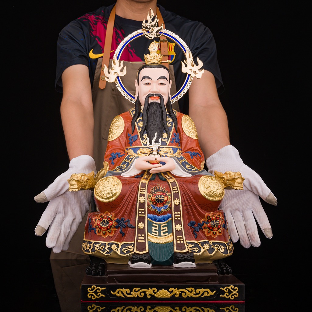 台湾盛凡唐彩元始天尊佛像批发铜摆件家居摆件道教黄铜家居摆件