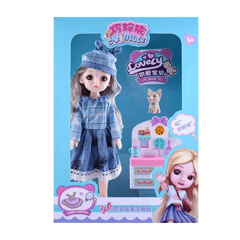 Children's Fashion Girl Doll Set Doll with Kitchen Pet Dog 12-Inch Jointed Doll Doll Wholesale