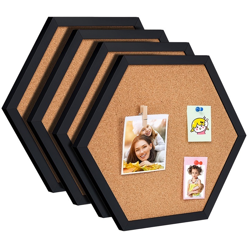 【跨境】六边形软木板,DIY室内装饰照片墙展示板,木框留言板
