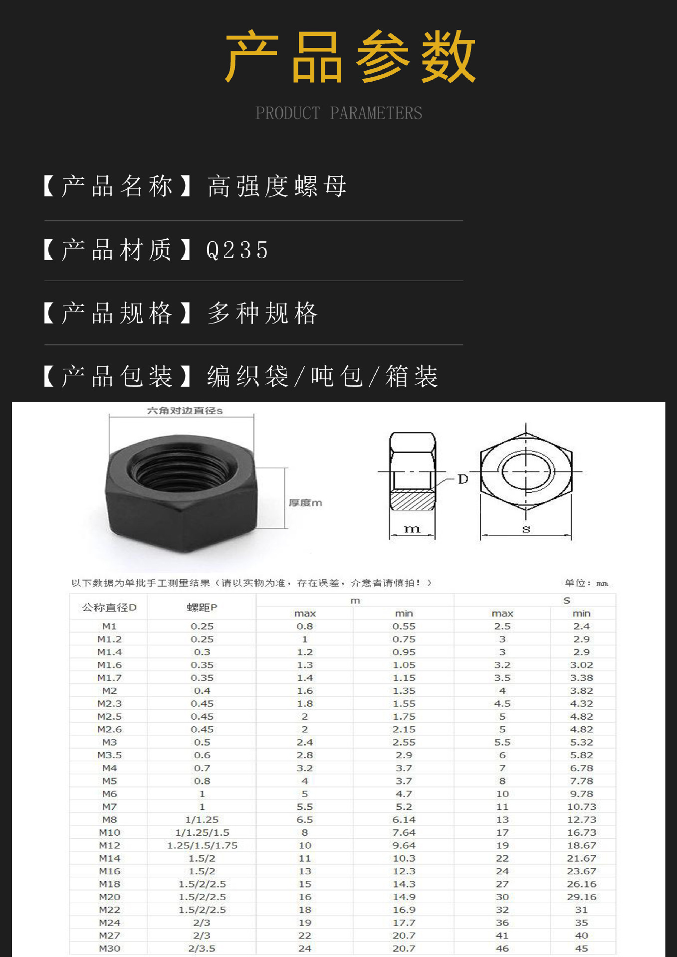 8级发黑六角法兰螺母碳钢发黑六角螺母螺帽 高强度螺母