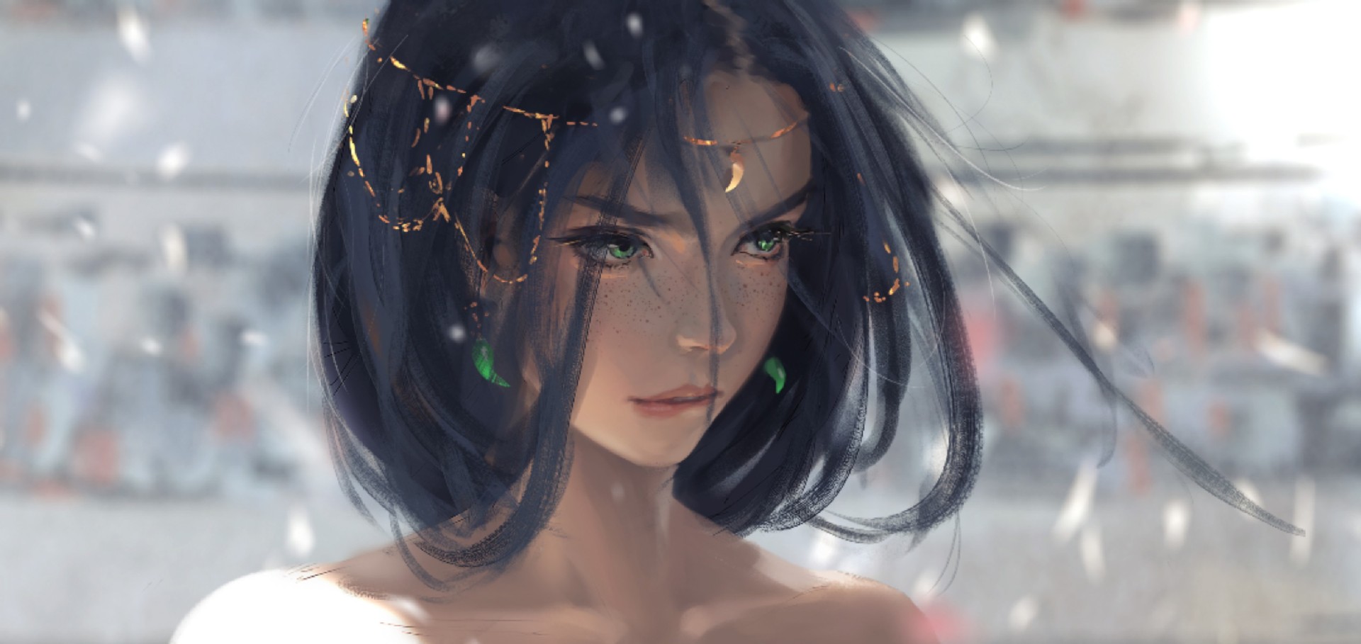 动漫鬼刀短发女孩十字绣外贸