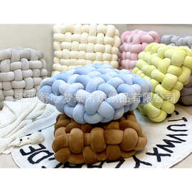 跨境家居编织抱枕北欧ins风装饰打结沙发坐垫椅垫蒲团靠垫