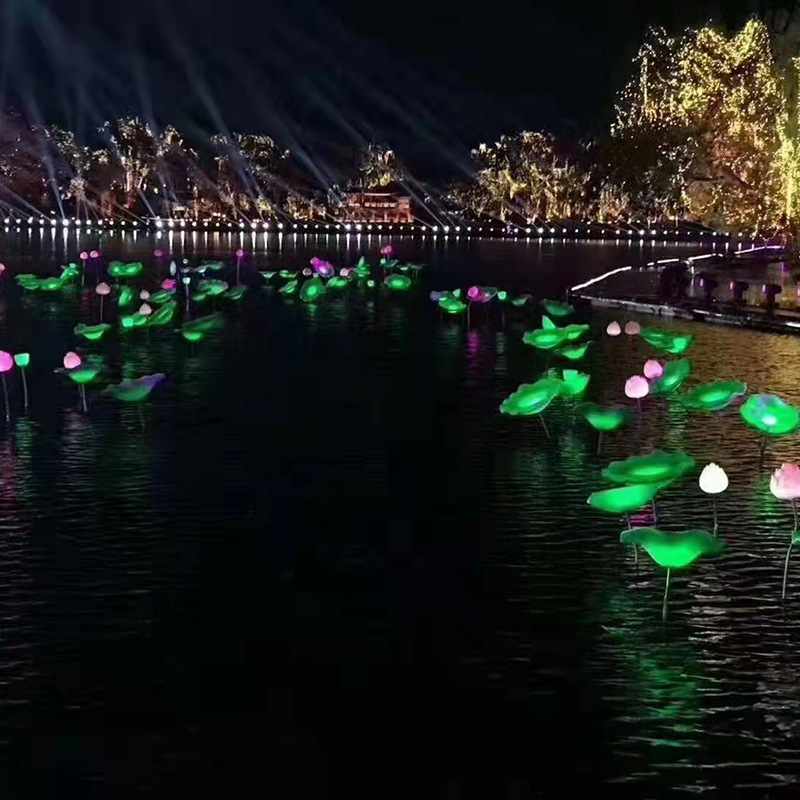 led户外亮化灯3d仿真荷花灯景区公园湖面池塘发光莲花造型灯