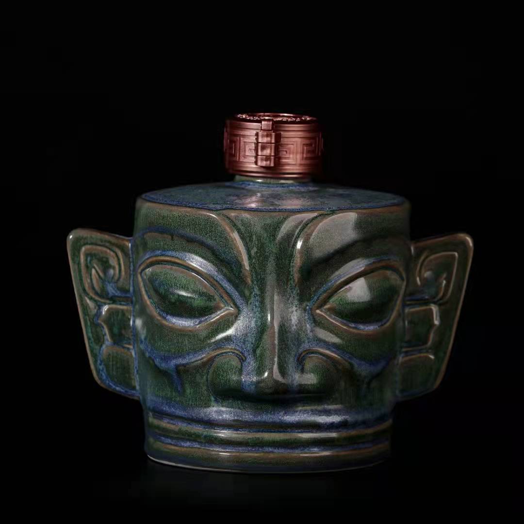 mcl景德镇仿古创意陶瓷空酒瓶酒坛两斤半三星堆陶瓷酒瓶2瓶礼盒装