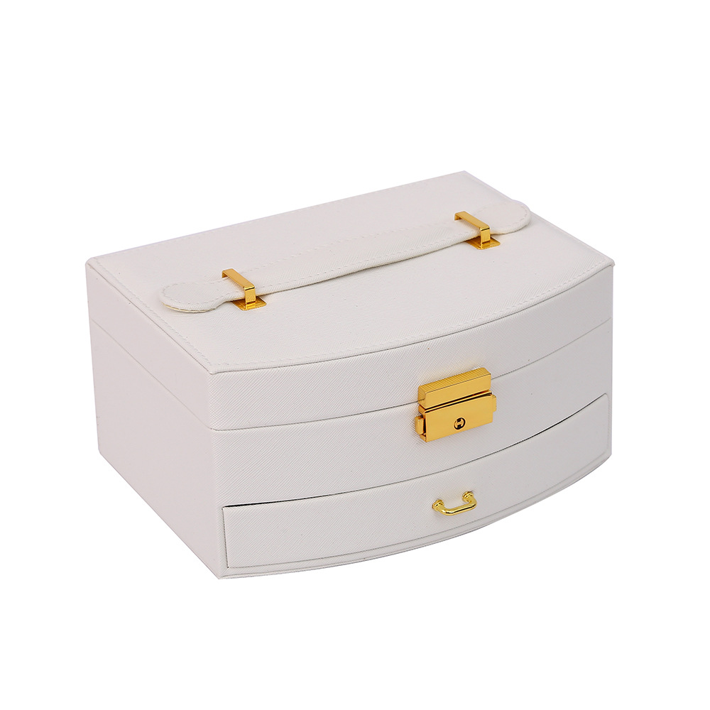 Double-Layer Children's Hair Accessories Jewelry Storage Box with Lock Drawer Jewelry Box Ear Studs Earrings Storage Jewelry Box in Stock
