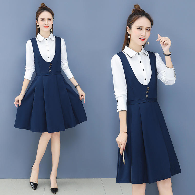 幼儿园老师园服夏女教资服装教师面试衬衫连衣裙幼师工作服二件套