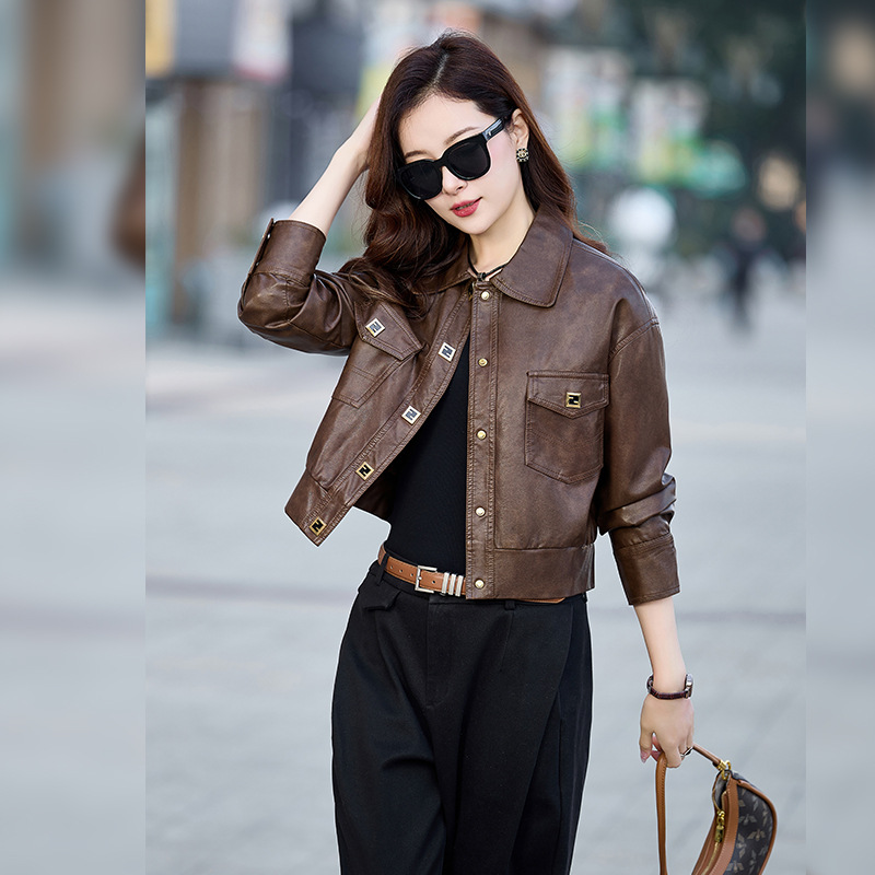 欧货皮衣外套女2024年春季上新气质时尚大气洋气减龄pu皮夹克