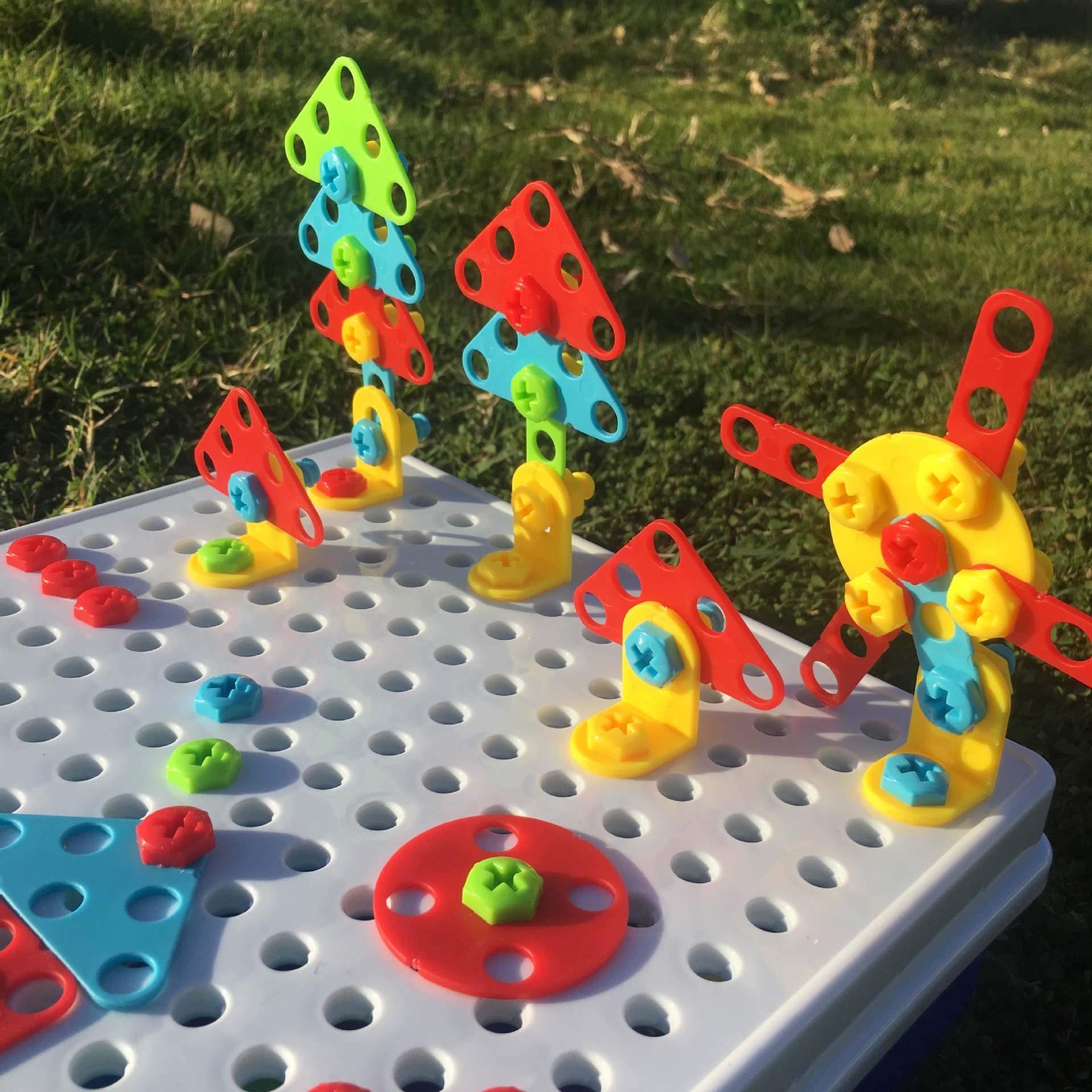 儿童益智电钻拧螺丝拼图diy拼拆组装创意拼盘螺母组合积木工具箱