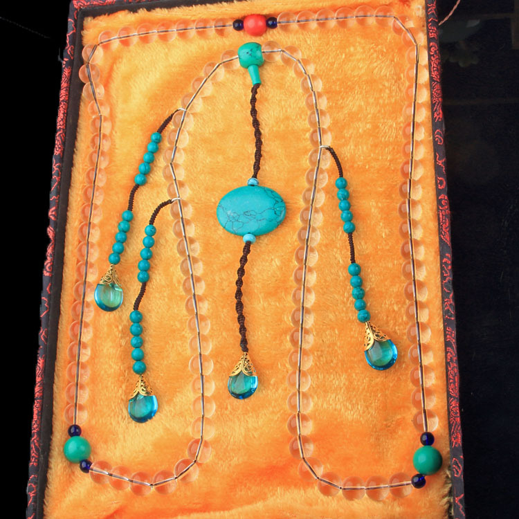 宫廷背云朝珠 水晶仿古清代朝服配饰手工编织108佛珠影视道具批发