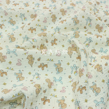 双层棉绉布 纱布卡通印花 布料 婴童服装  小毯子面料