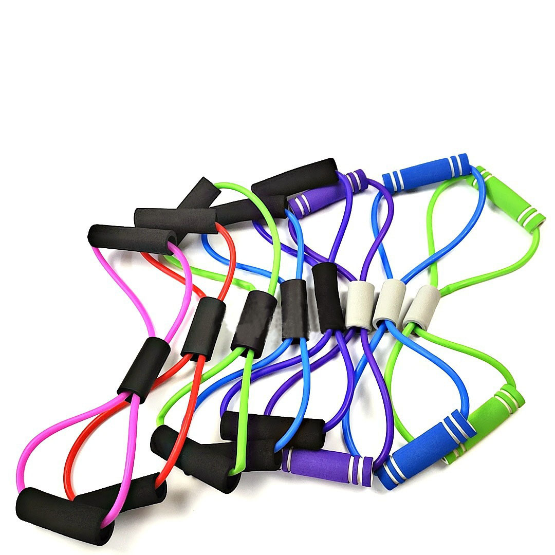 彩色8字拉力绳 男女士乳胶扩胸器背部训练瑜伽弹力绳八字形弹力带